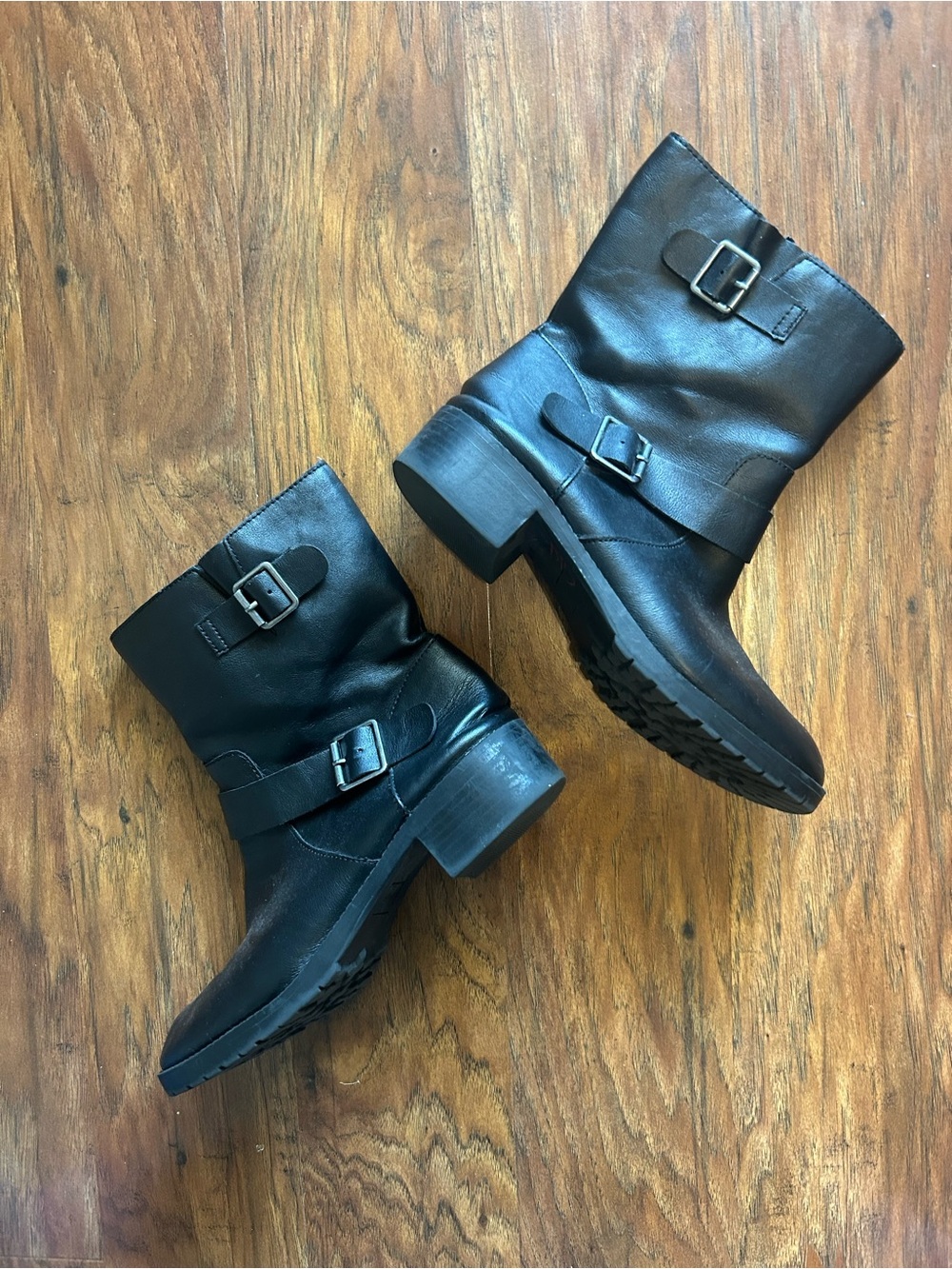 Style & Co. Black Leather Moto Ankle Boots with Buckles - Picture 2 of 7